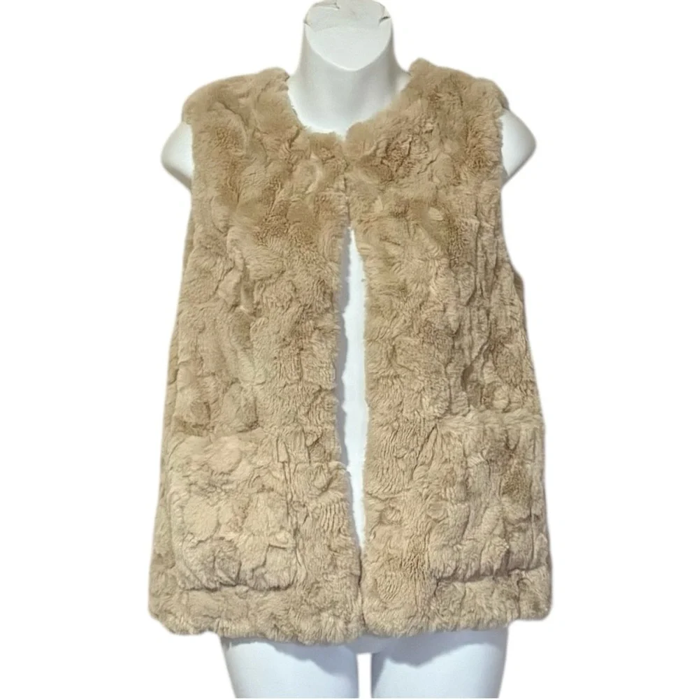 Zara Girls Beige Faux Fur Vest Size 11/12